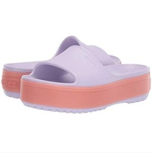 NWOT Crocs Platform Slide Sandal, Lavender/Melon, Size 11